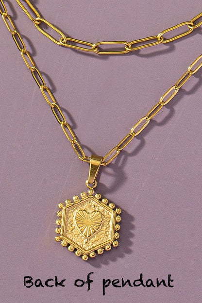Brass Hexagon Initial Necklace