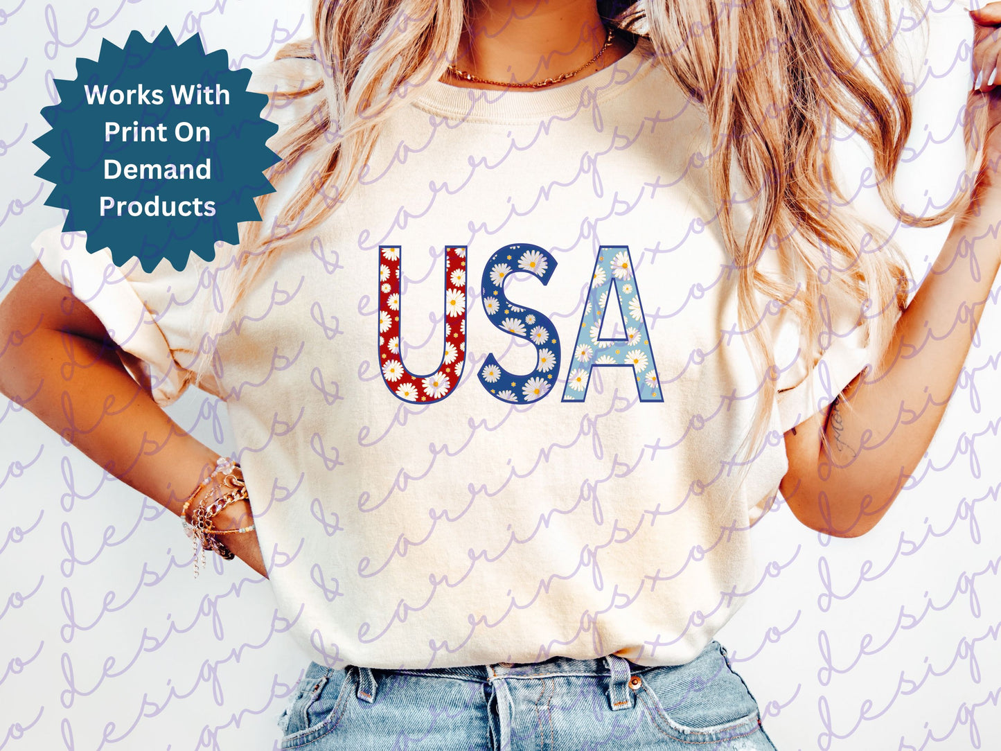Floral USA - 4th of July PNG