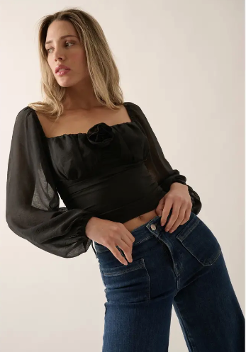 Square Neck Rose Top