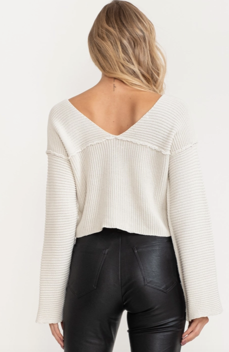 Crop Knit Sweater - TAUPE