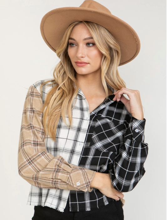 Multi Block Cropped Flannel