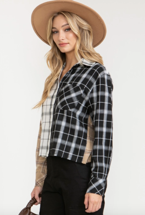 Multi Block Cropped Flannel