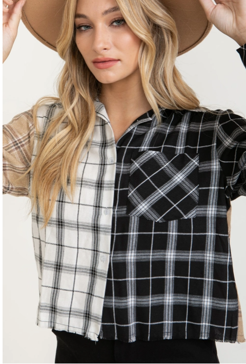 Multi Block Cropped Flannel