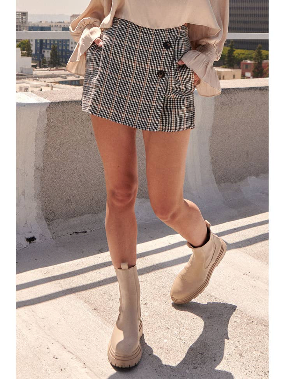 Houndstooth Wrap Skort