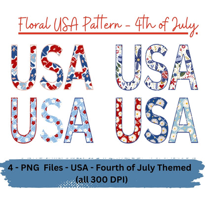 Floral USA - 4th of July PNG