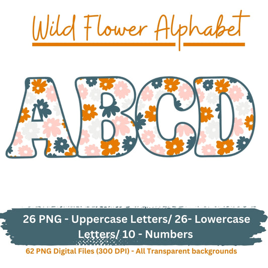 Wild Flower Alphabet | PNG | Digital Download