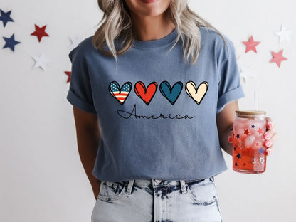 America & Hearts| 4th of July | Comfort Colors T-Shirt