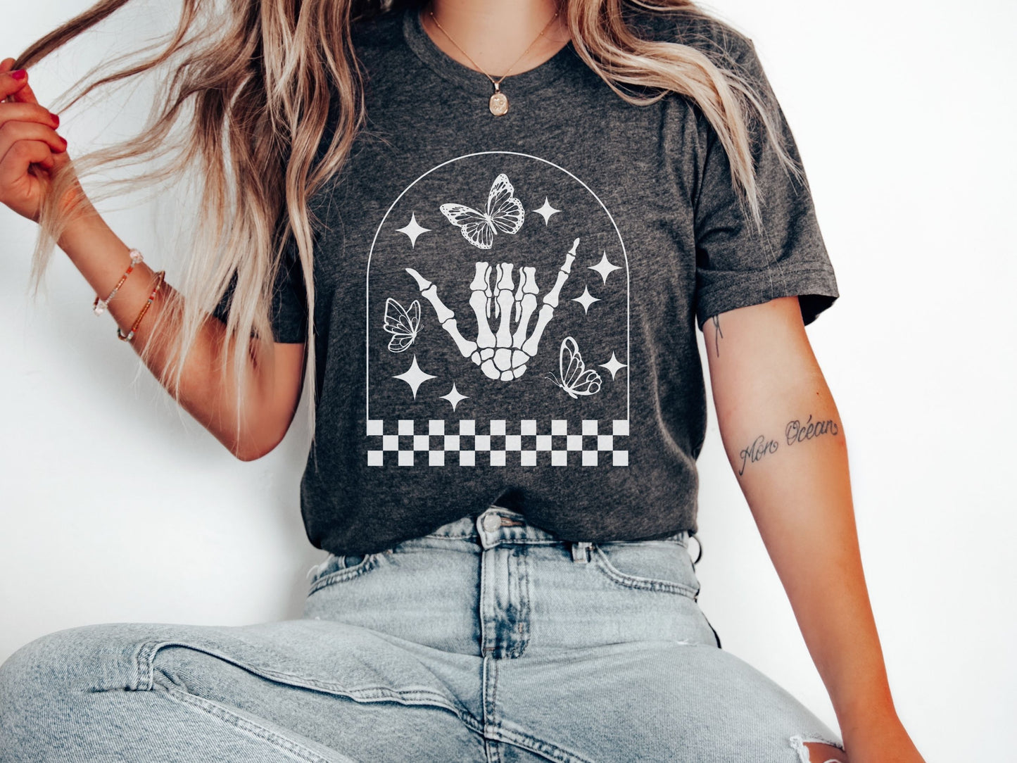 Edgy Skeleton Hand Shirt - Bella + Canvas