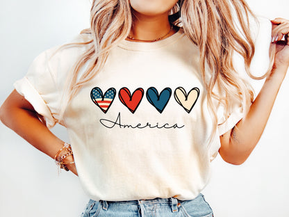 America & Hearts| 4th of July | Comfort Colors T-Shirt