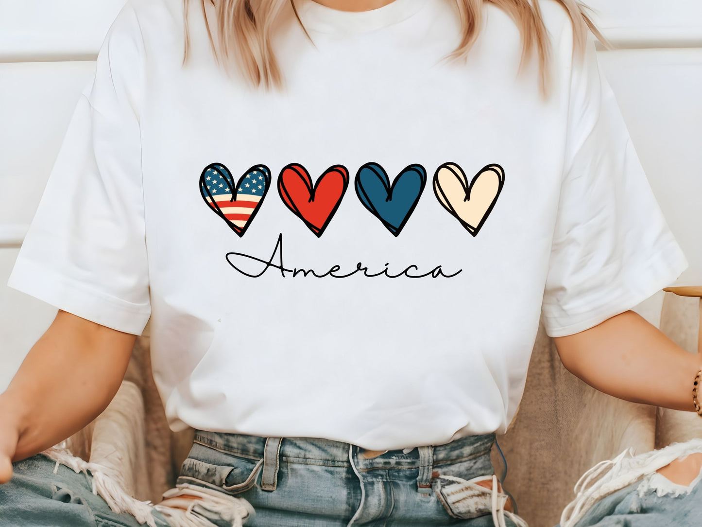 America & Hearts| 4th of July | Comfort Colors T-Shirt