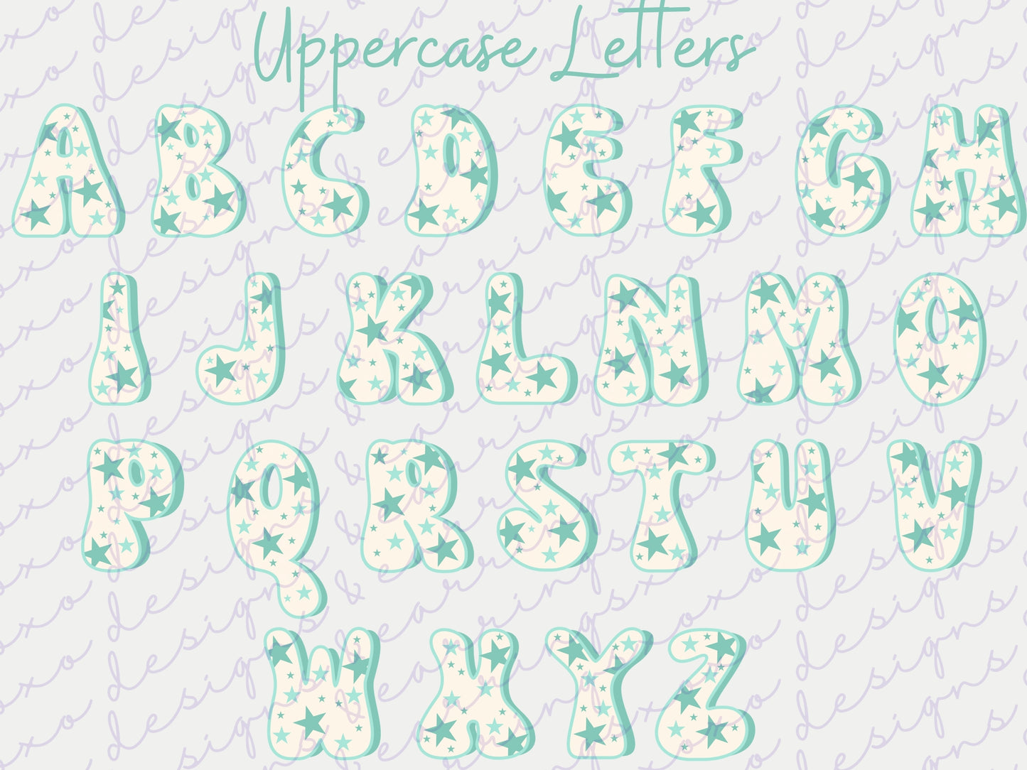 Aqua Star Letters | PNGs | 26 Letters | Digital Download