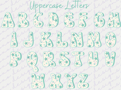 Aqua Star Letters | PNGs | 26 Letters | Digital Download