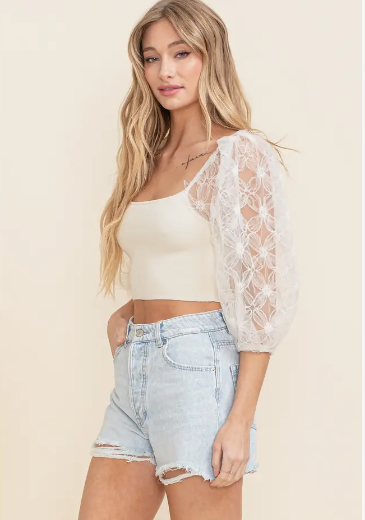 Puff Lace Sleeve Top
