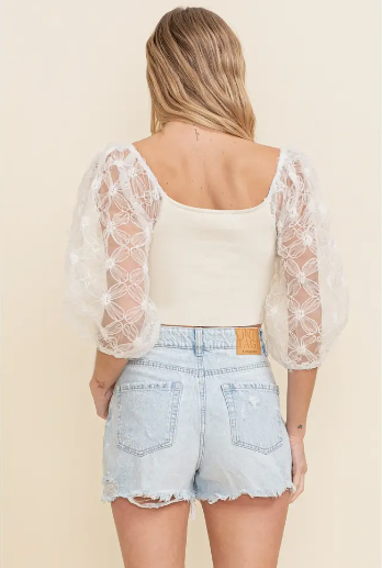 Puff Lace Sleeve Top