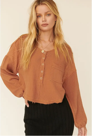 Rust Henley Top