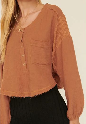 Rust Henley Top